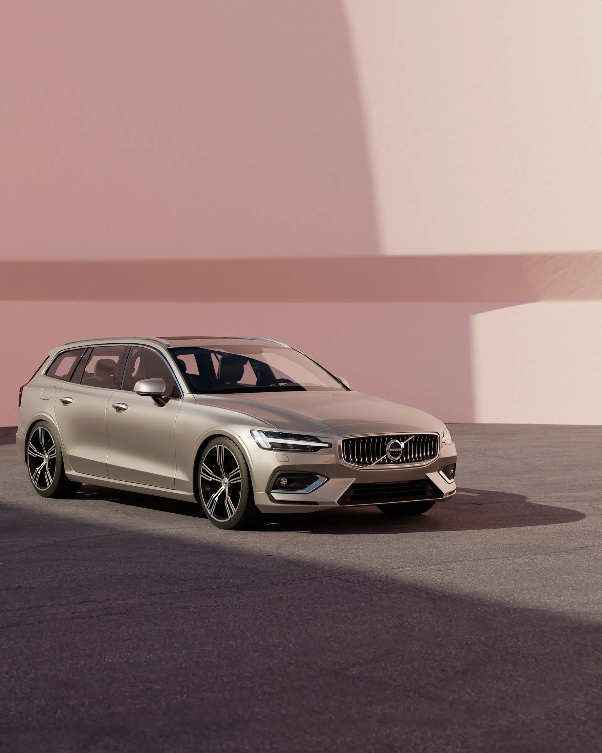 Volvo V60 3D render, three-quarter front view