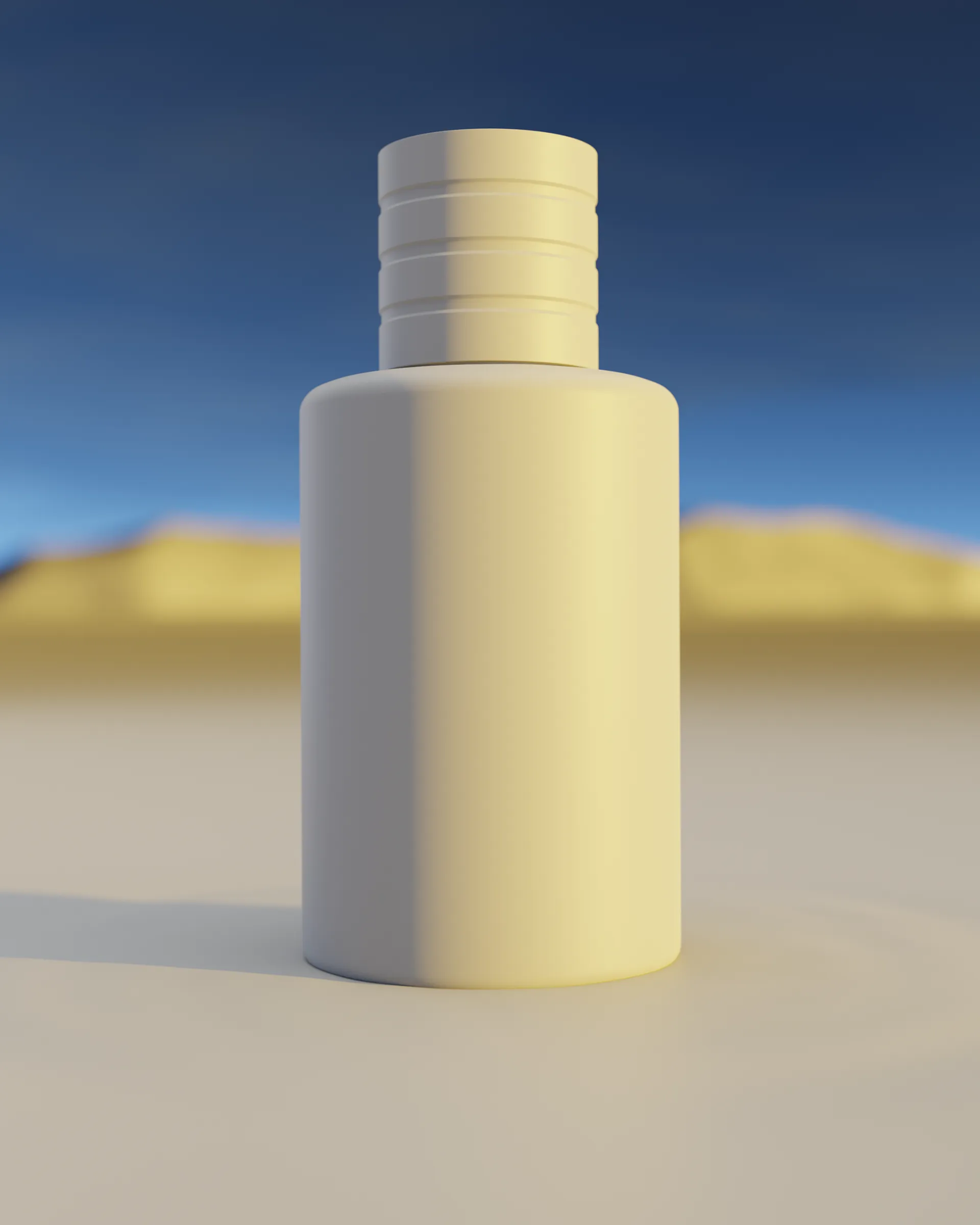 Dior Sauvage 3D render, desert lifestyle scene