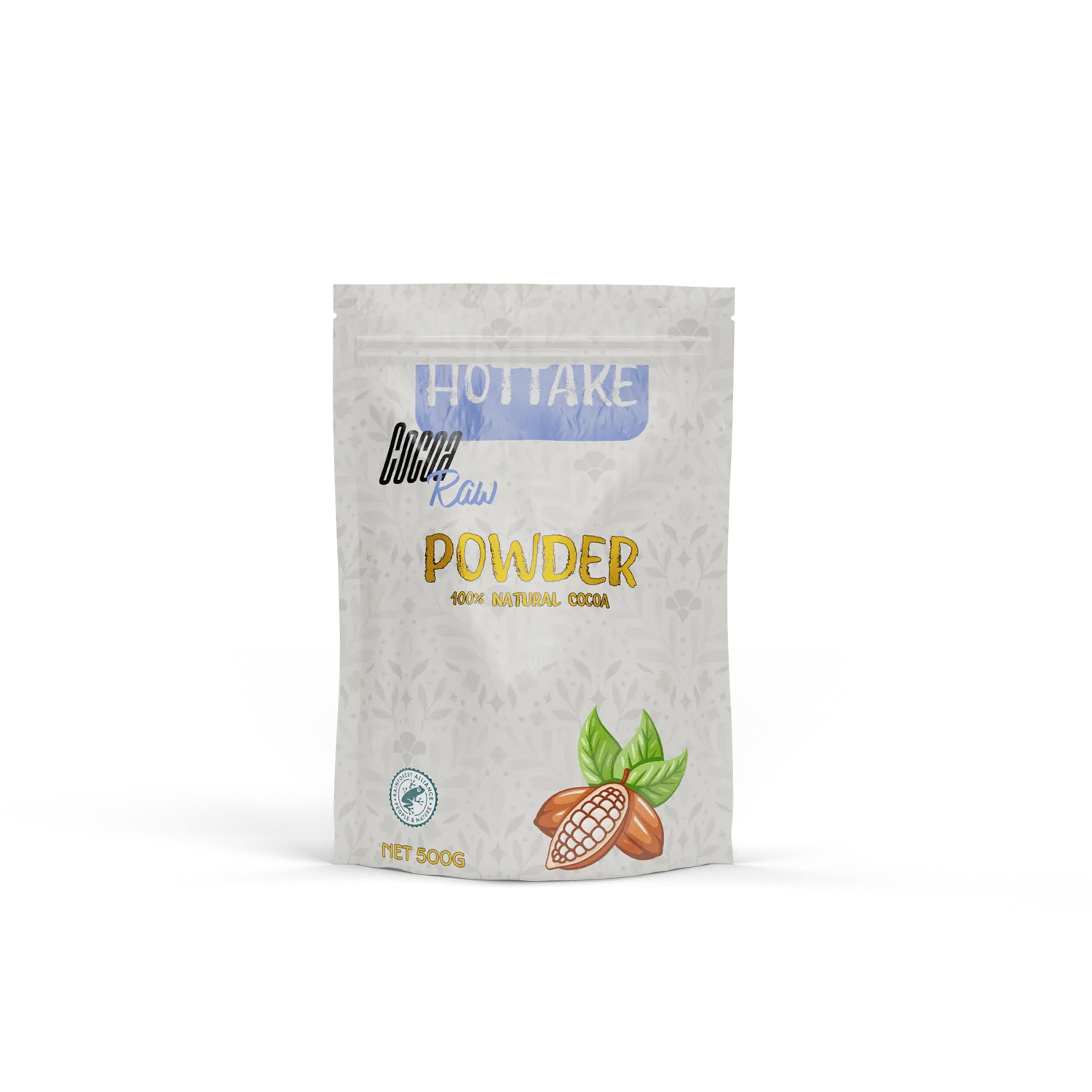 HOTTAKE cocoa packaging, hero render