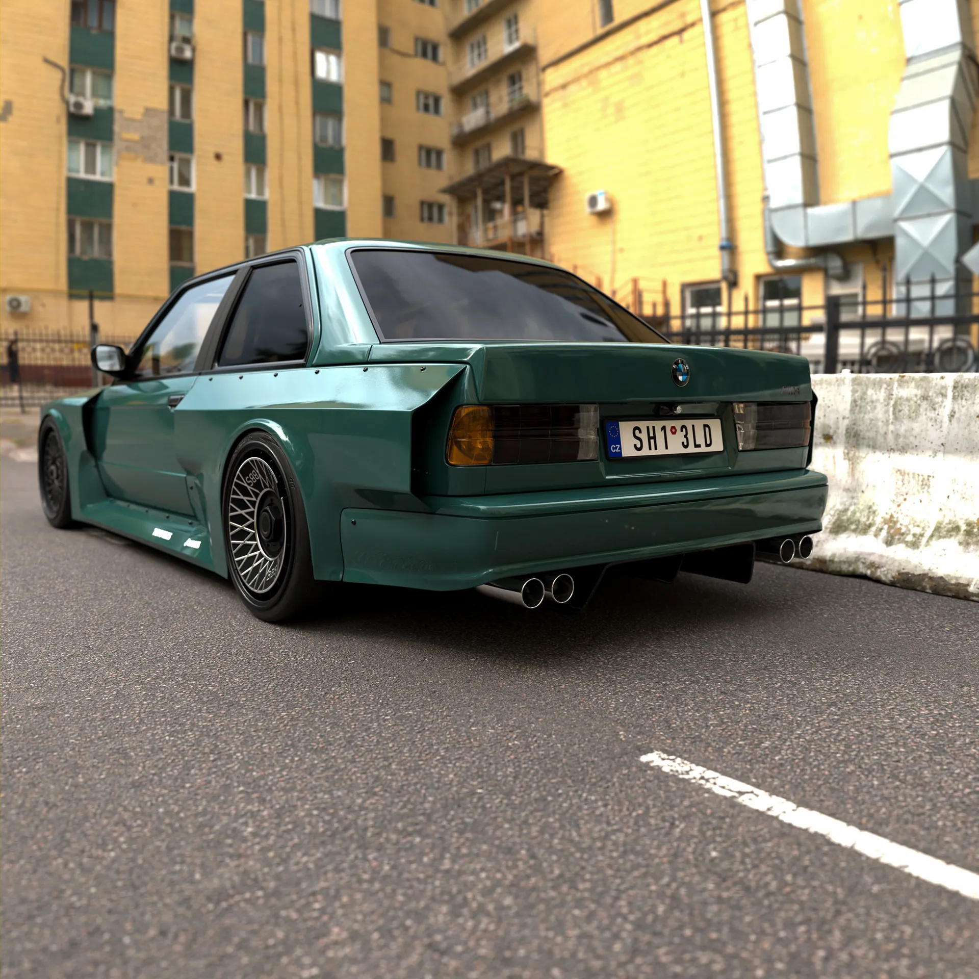 BMW E30 M3 Widebody, alternate render angle
